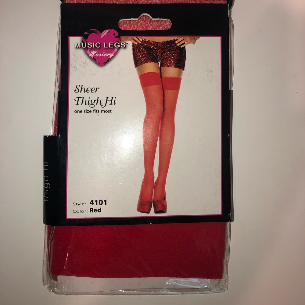 Closet Closing Sale!! Music Legs hosiery red sheer thigh highs